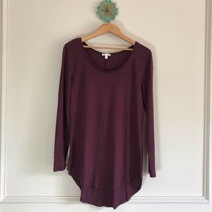 Long burgundy shirt, size M